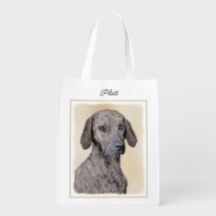 Plott Painting - Cute Original Dog Art Grocery Bag