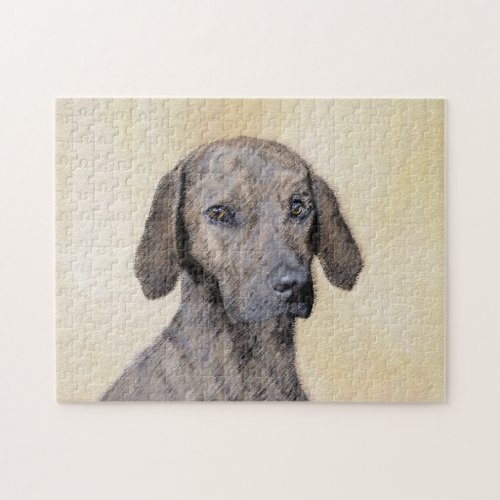 Plott Painting _ Cute Original Dog Art Jigsaw Puzzle