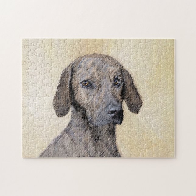Plott Painting - Cute Original Dog Art Jigsaw Puzzle (Horizontal)