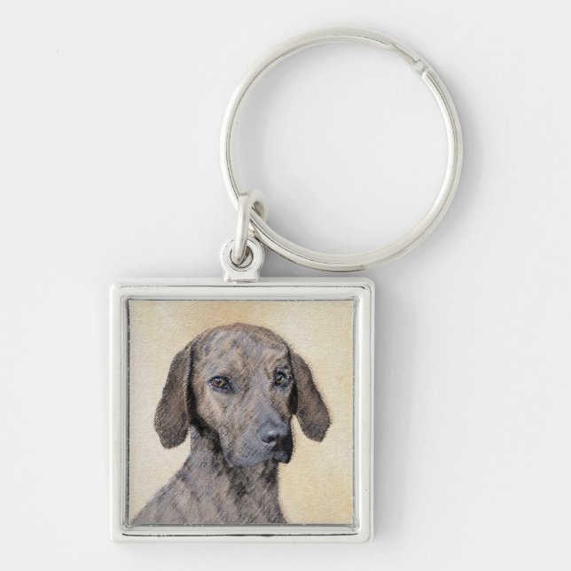 Plott Painting - Cute Original Dog Art Keychain (Front)