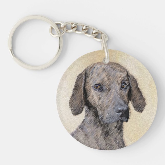 Plott Painting - Cute Original Dog Art Keychain (Front)