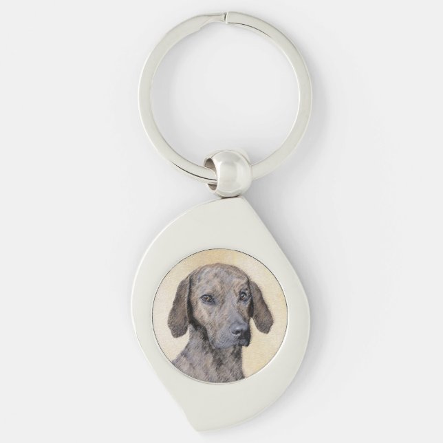 Plott Painting - Cute Original Dog Art Keychain (Front)