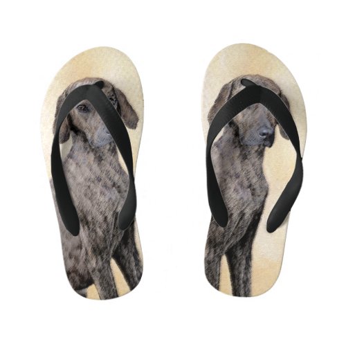 Plott Painting _ Cute Original Dog Art Kids Flip Flops