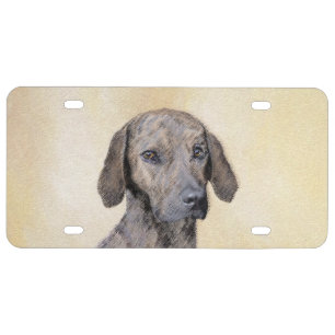 Plott Painting - Cute Original Dog Art License Plate