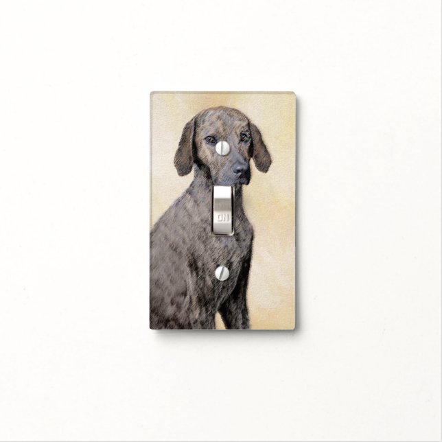 Plott Painting - Cute Original Dog Art Light Switch Cover (In Situ)