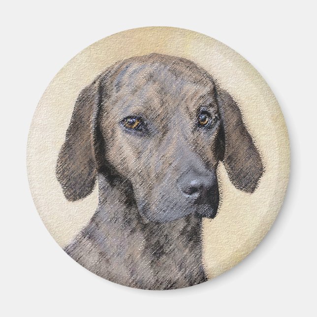Plott Painting - Cute Original Dog Art Magnet (Front)