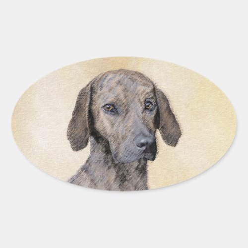 Plott Painting _ Cute Original Dog Art Oval Sticker