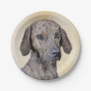 Plott Painting - Cute Original Dog Art Paper Plates