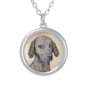 Plott Painting - Cute Original Dog Art Silver Plated Necklace