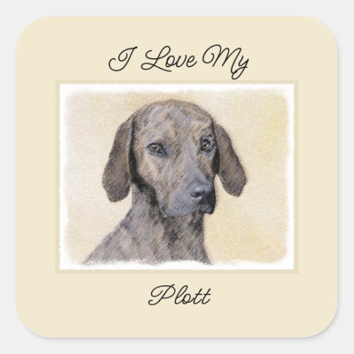Plott Painting _ Cute Original Dog Art Square Stic Square Sticker