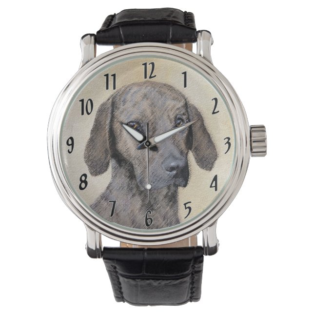 Plott Painting - Cute Original Dog Art Watch (Front)