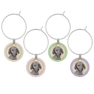 Plott Painting - Cute Original Dog Art Wine Charm