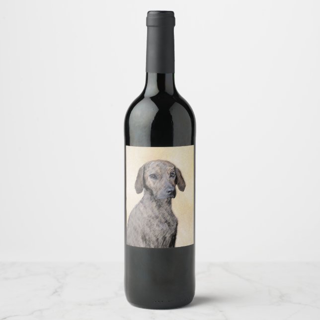 Plott Painting - Cute Original Dog Art Wine Label (Front)