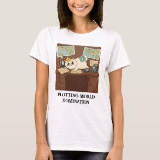 Plotting World Domination Funny Cat T-Shirt