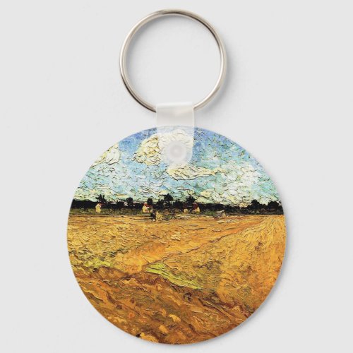 Ploughed Field the Furrows by Vincent van Gogh Keychain