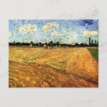 Ploughed Field (the Furrows) by Vincent van Gogh Postcard<br><div class="desc">Ploughed Field (aka the Furrows) by Vincent van Gogh is a vintage fine art post impressionism landscape nature painting. A farming scene with a plowed field of wheat on a farm and white fluffy clouds in the sky on a beautiful sunny summer season day. About the artist: Vincent Willem van...</div>