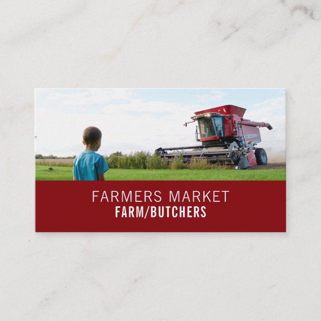 Plougher in Field, Farmer & Butcher Business Card (Front)