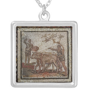 Ploughing, from Saint-Romain-en-Galentury AD Silver Plated Necklace