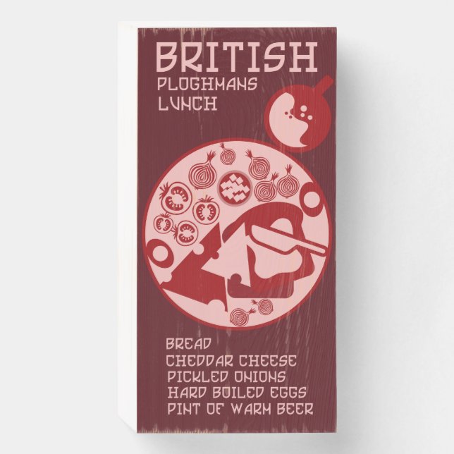 Ploughmans Pub lunch Wooden Box Sign (Front Vertical)