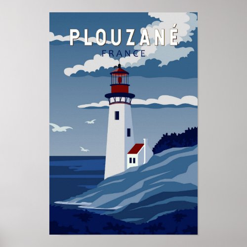 Plouzane France Travel Vintage Art Poster