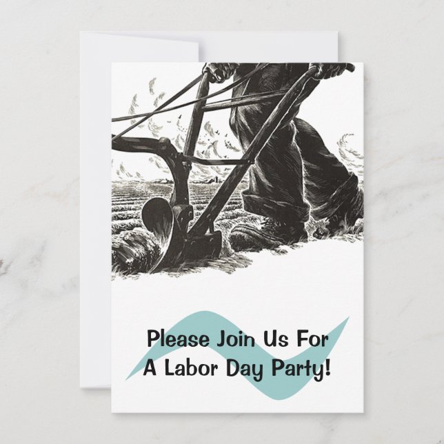 Plow Labor Day Party Invitations Ploughing Fields (Front)