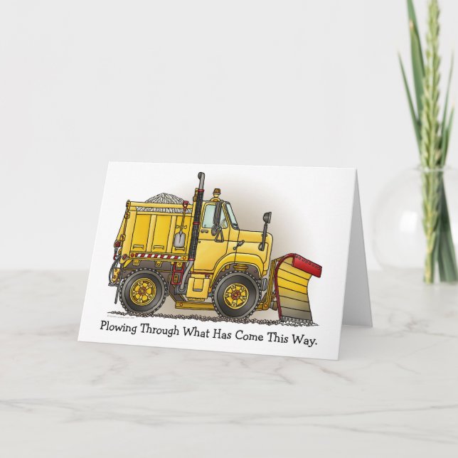 Plowing Through Snow Plow Truck Note Card (Front)