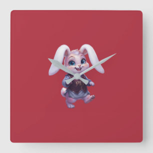 PLP LEPURO - Cute Warrior Bunny King Graphic Stree Square Wall Clock