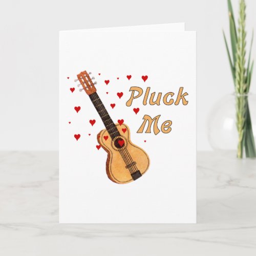 Pluck Me Valentine Guitar Holiday Card