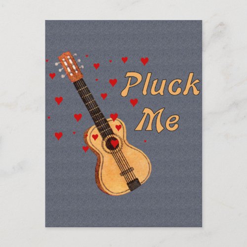 Pluck Me Valentine Guitar Holiday Postcard