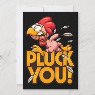 Pluck You Illustrated Plucked Chicken Running Scar Invitation