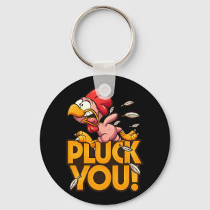 Pluck You Illustrated Plucked Chicken Running Scar Keychain