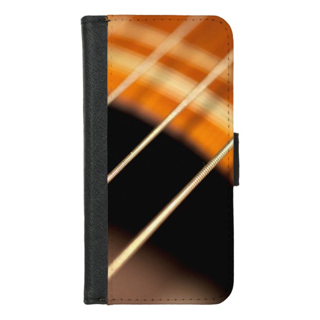 Plucked Vibrating Acoustic Guitar Strings iPhone Wallet Case (Front)