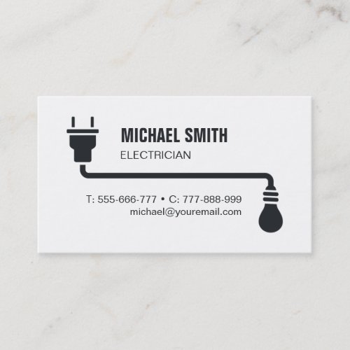 Plug and Light Bulb Electrician Business Card