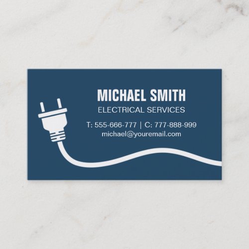 Plug and Wire Electrician Electrical Dark Blue Business Card