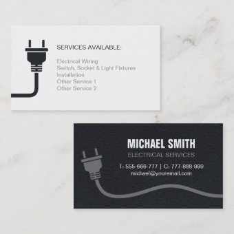 Plug and Wire Electrician Electrical Texture Business Card | Zazzle