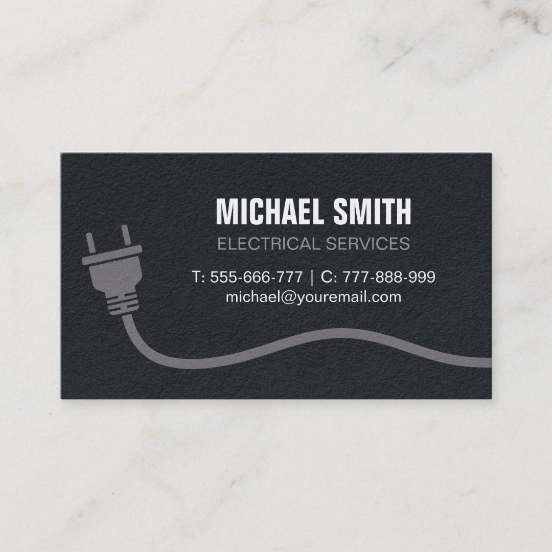 Plug and Wire Electrician Electrical Texture Business Card | Zazzle