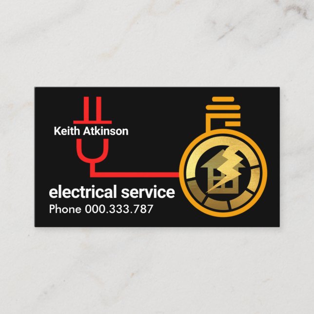 Plug Electric Bulb Wiring Circuit Business Card (Front)