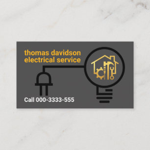 Plug Electrical Line Powers Bulb Business Card