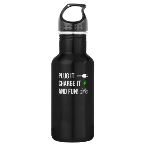 Plug it Charge it fun Design for E_Bike Cyclists Stainless Steel Water Bottle