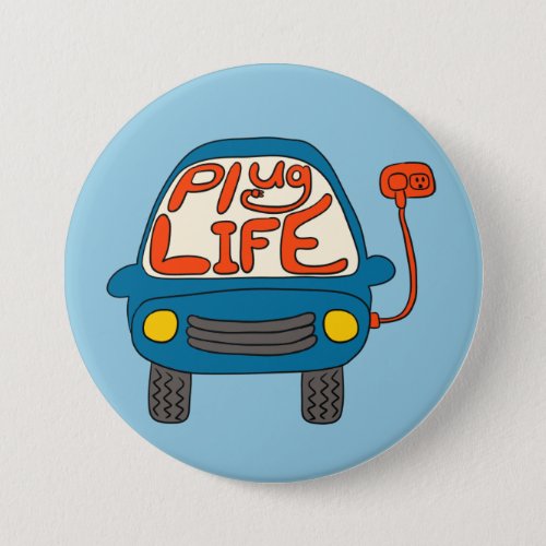 Plug Life Cute Blue Electric Car Button