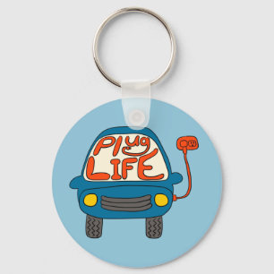 Plug Life Cute Blue Electric Car Keychain
