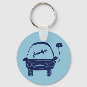 Plug Life Cute Blue Electric Car Personalized Keychain