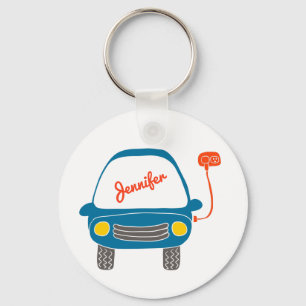 Plug Life Cute Blue Electric Car Personalized Keychain