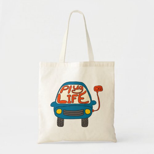 Plug Life Cute Blue Electric Car Tote Bag