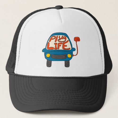 Plug Life Cute Blue Electric Car Trucker Hat