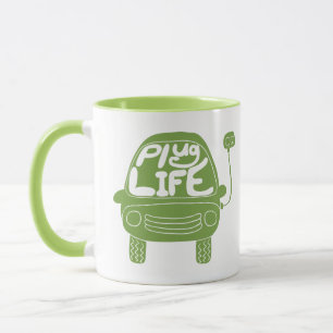 Plug Life Cute Light Green Electric Car Mug