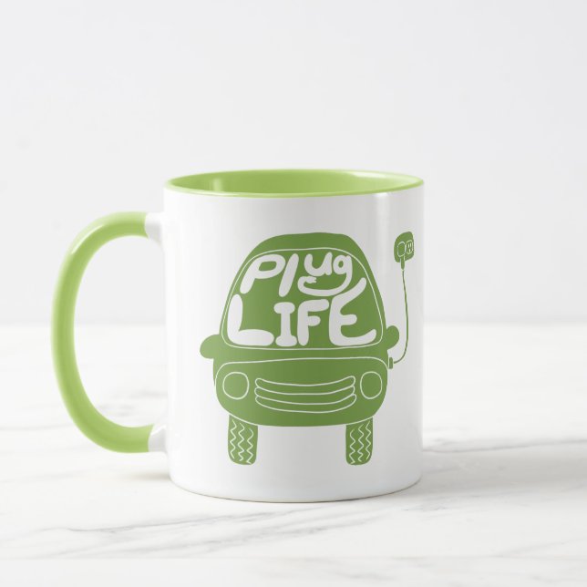 Plug Life Cute Light Green Electric Car Mug (Left)