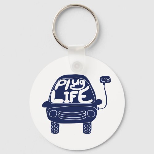 Plug Life Cute Navy Blue Electric Car Keychain