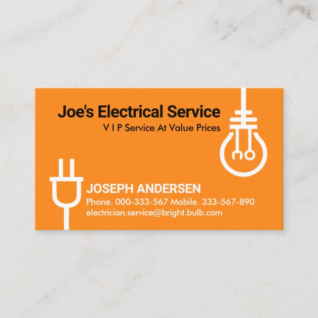 Plug Powers Bulb Electrician Business Card (Front)