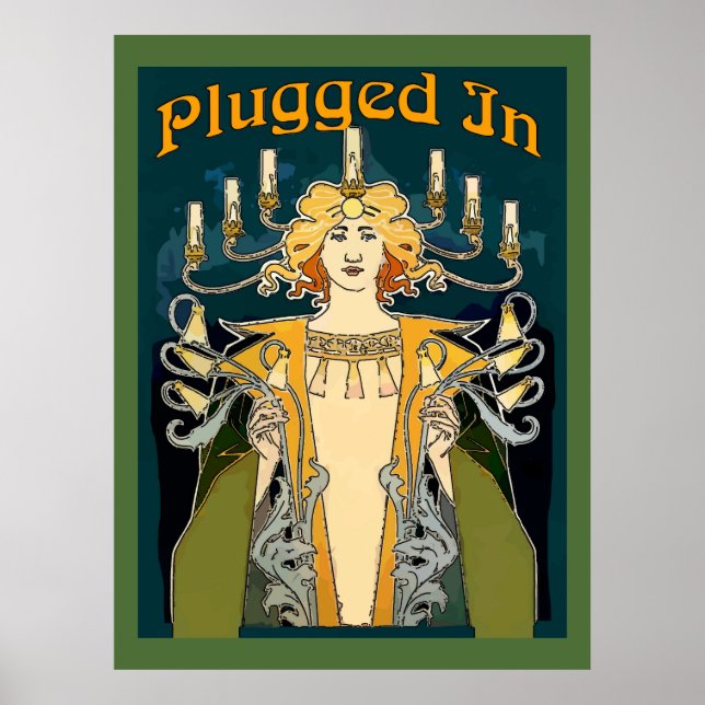 Plugged In Art Deco Man Poster (Front)